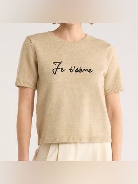 NWT Sanctuary Je t'aime Short Sleeve Sweater in Beige
